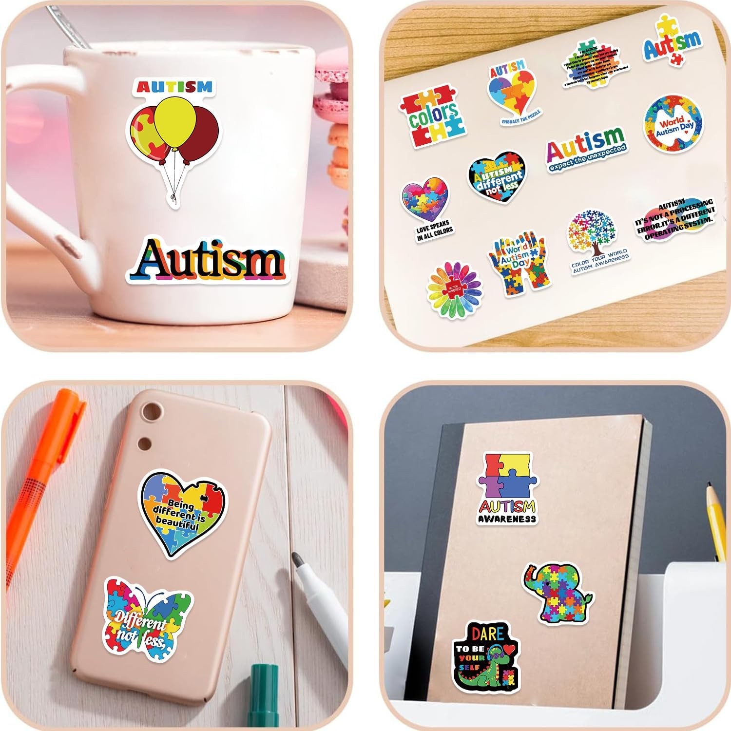 Autism Stickers for Kids Teens Adults 50Pcs Autism Awareness Waterproof Vinyl De