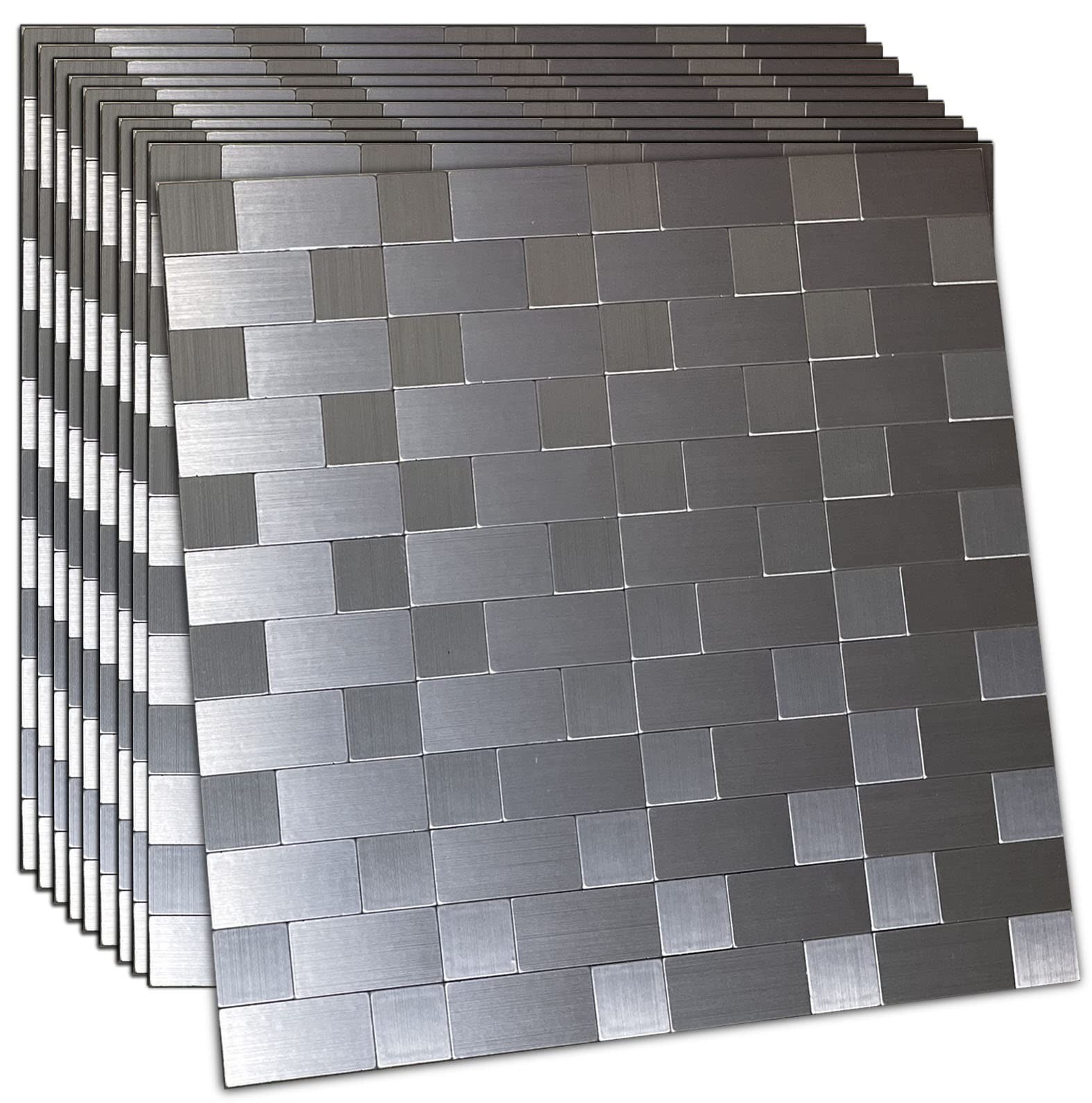 10-Sheet Peel and Stick Backsplash Tile，Self-Adhesive Metal Sticker ʌ