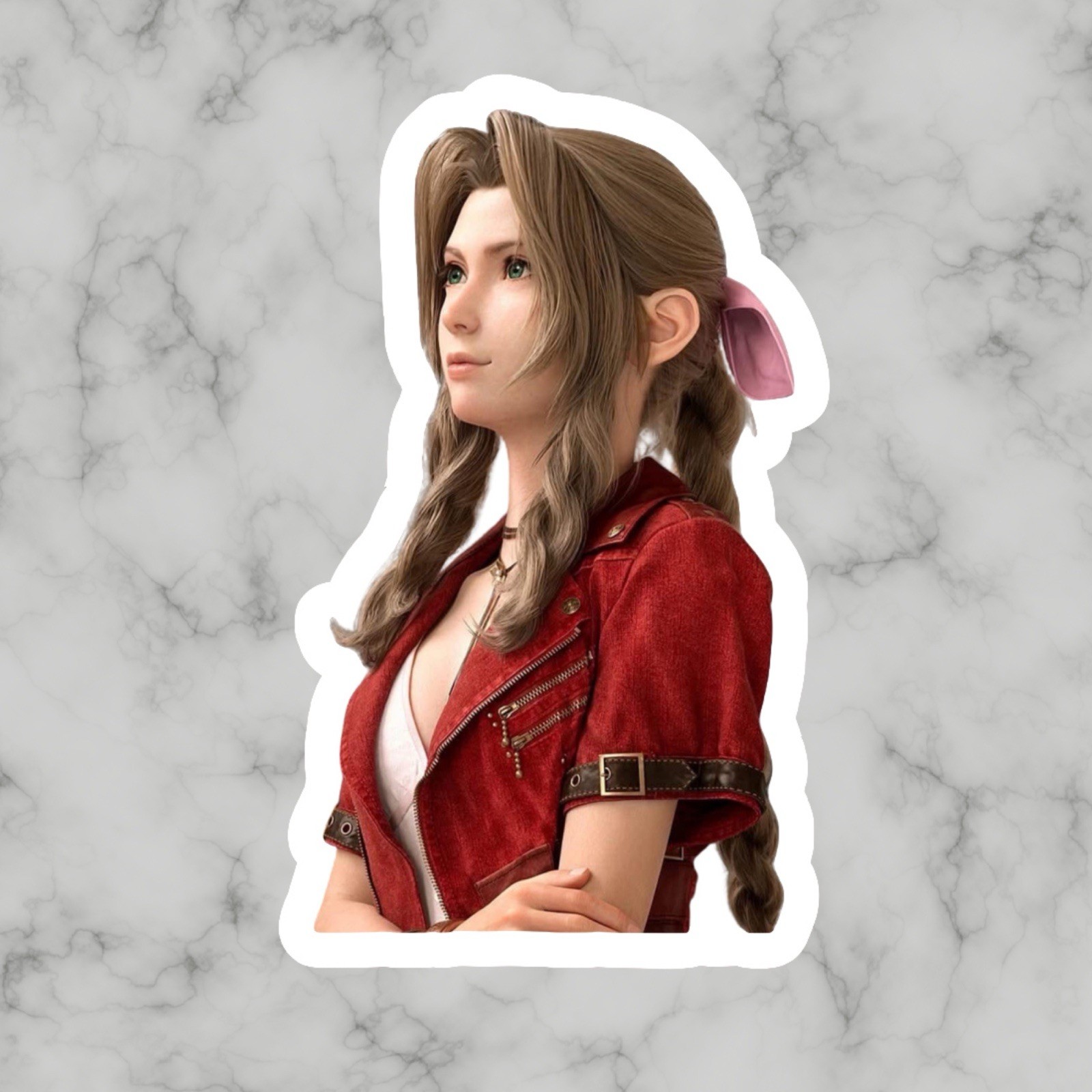 Aerith Gainsborough, Final Fantasy 7, FF7, Glossy Vinyl sticker, Decal