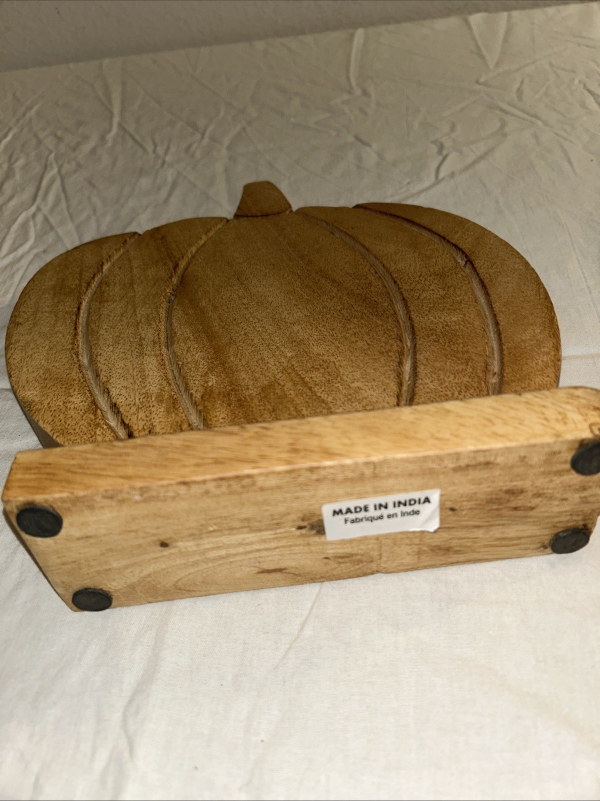 Rustic Mango Wood Pumpkin Tabletop Decor 10×9 Fall Thanksgiving Made in India