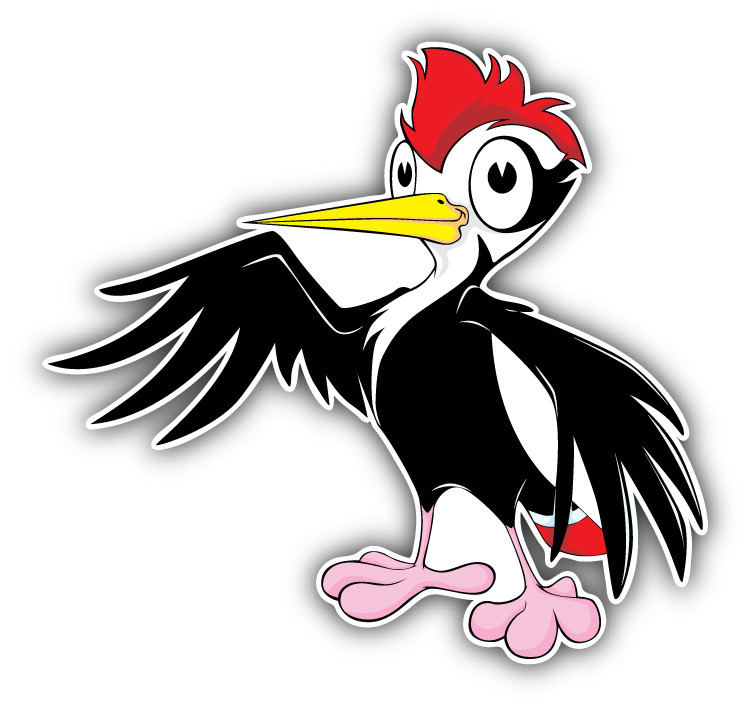 Happy Woodpecker Car Bumper Sticker Decal – "SIZES"