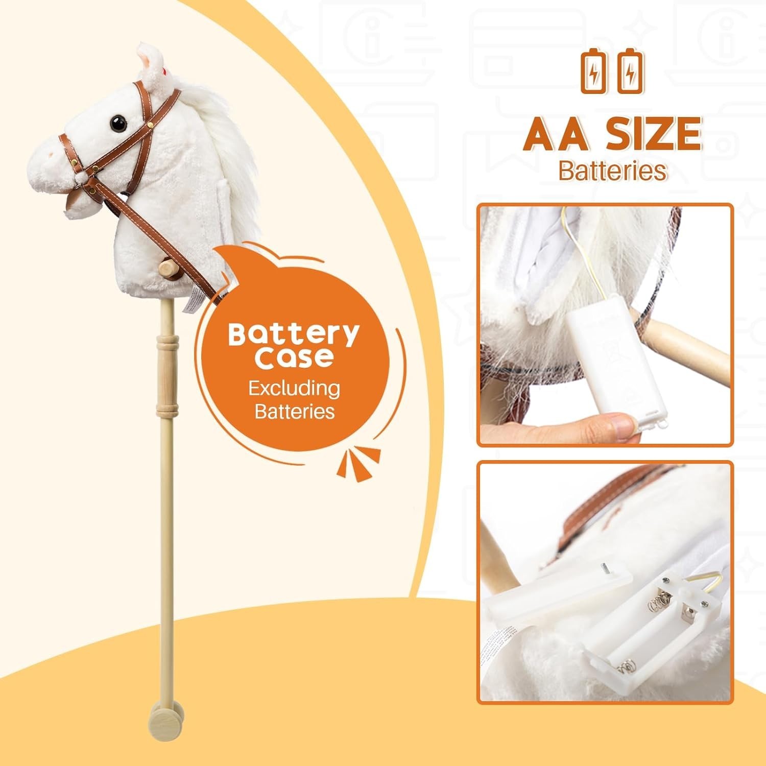 Stick Horse Plush Handcrafted Hobby Horse on a Stick with Wood Wheels Real Pony