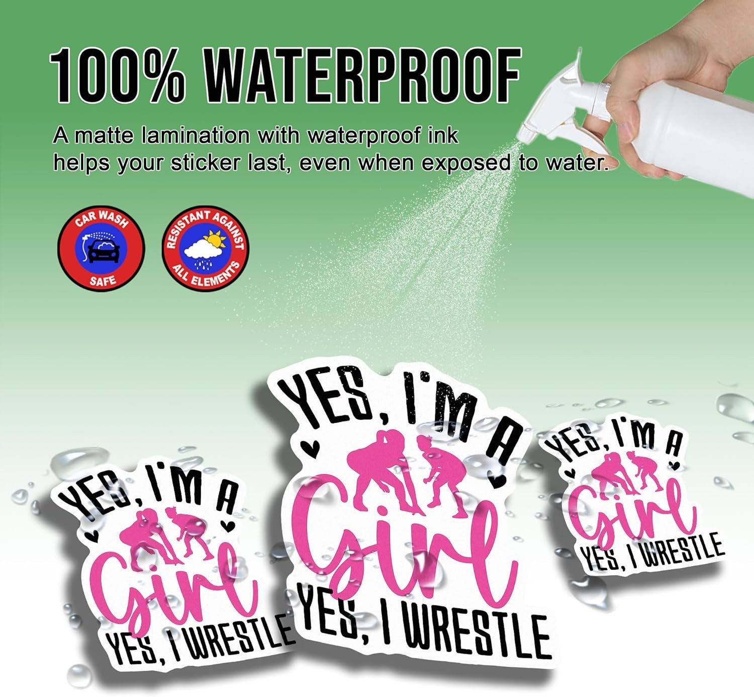 Yes I'm A Girl Yes I Wrestle – Wrestling Girl Power – Wrestling Decal Size 3"