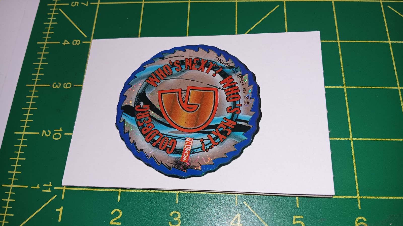 Goldberg Whos Next Holographic Wrestling Sticker POG WCW Collectible Rare 1998