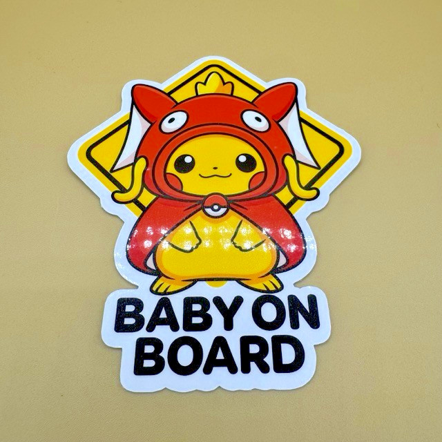 Pikachu Magikarp Poncho Baby On Board Decal – Cute Anime Car Vinyl Sticker