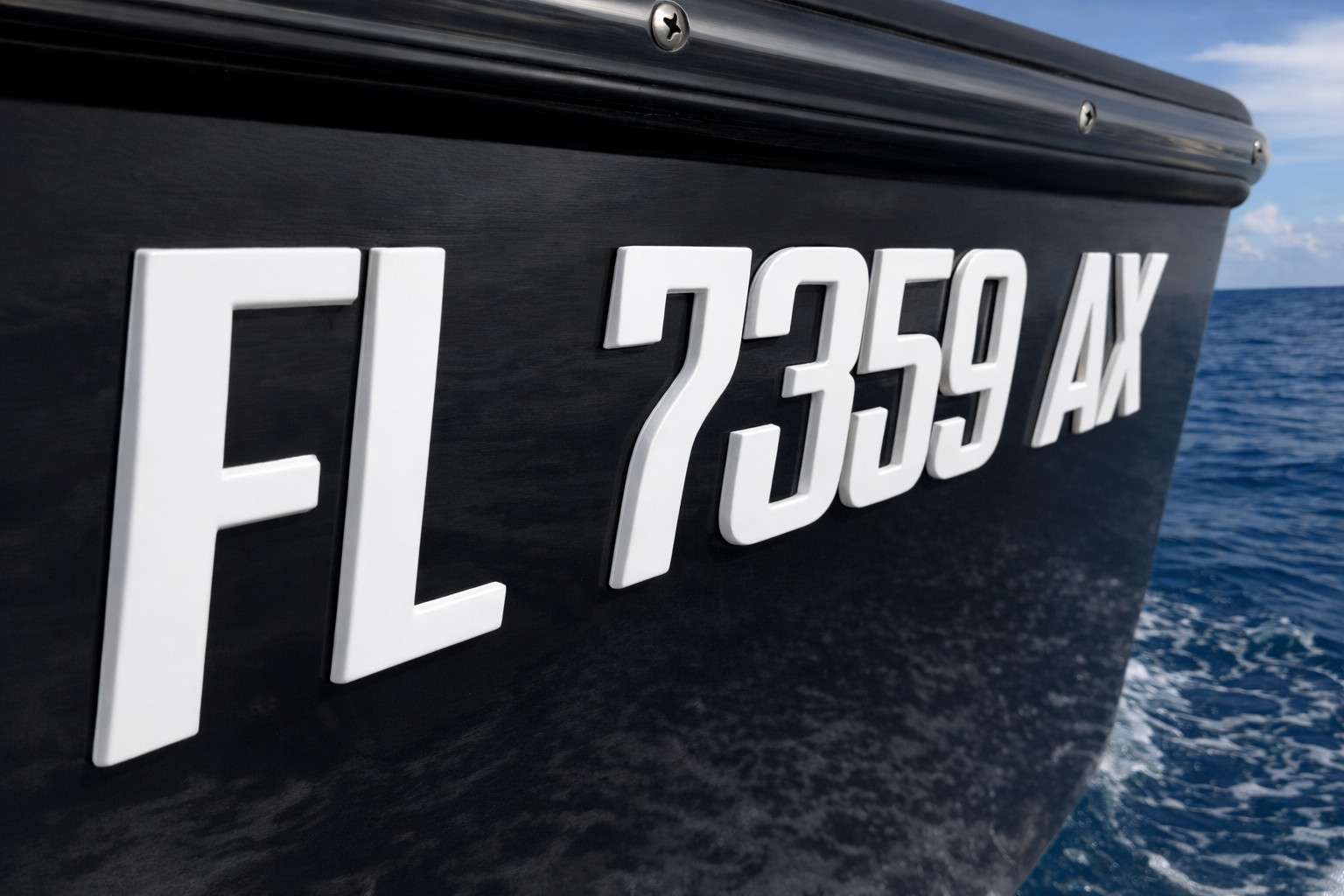 White Raised 3D Boat Registration Numbers Letters | Marine Grade Emblem