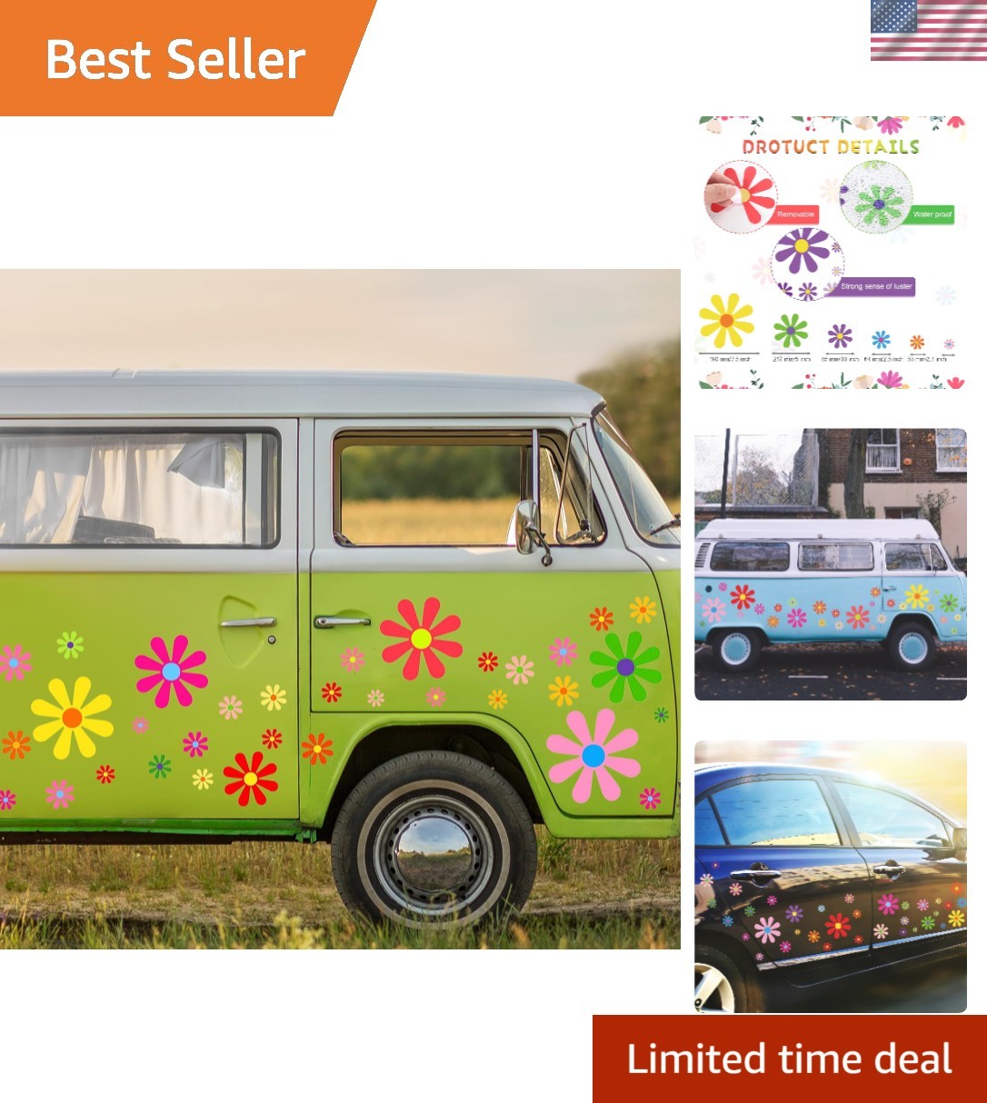 12 Sheets Daisy Stickers 130 Pcs Flower Car Decals Self Adhesive Vinyl Retro …