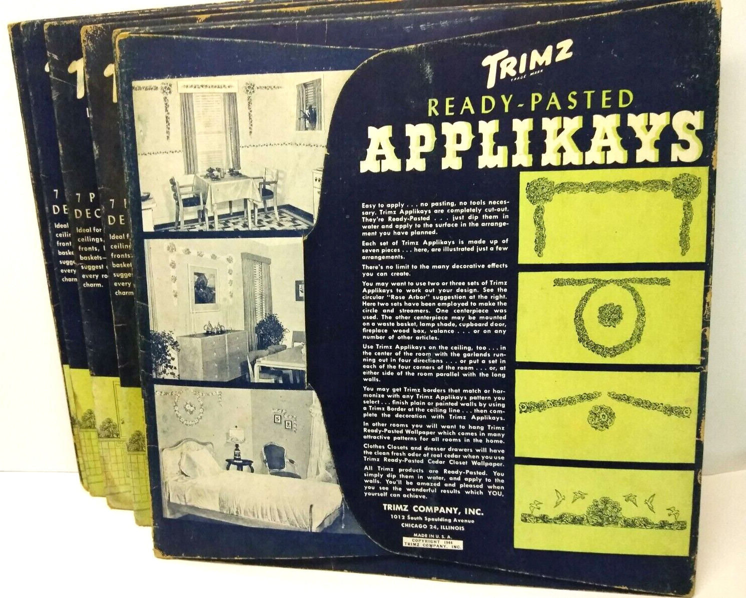 Vtg 6x Trimz Ready-pasted Applikays Lotus Pool Theme #2503 Plain / Painted Walls