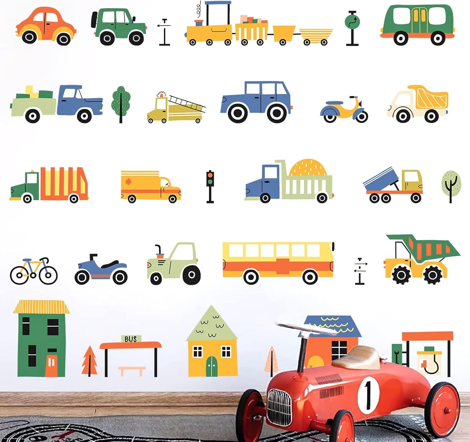Removable Cartoon City Vehicles Wall Decals Style: Car 2
