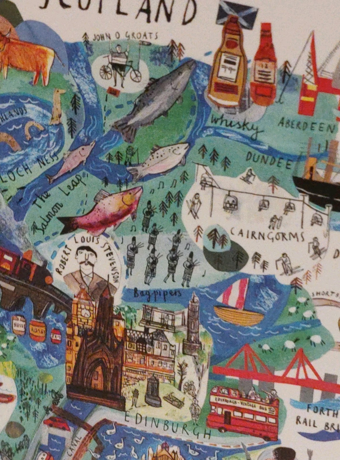 Scotland Illustrated Print Map Blank Card With Envelope
