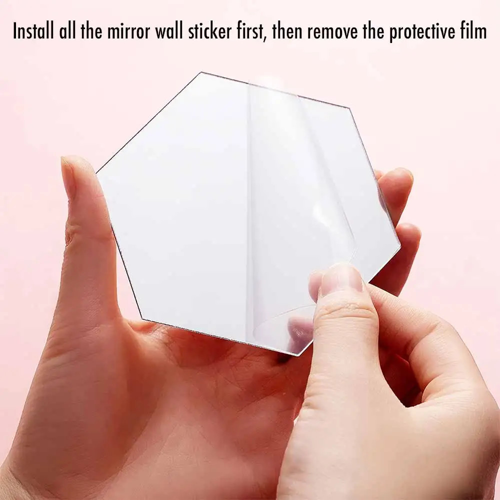 Hexagon Acrylic Mirror Wall Stickers Self Adhesive Tiles Room Home Decor Panels
