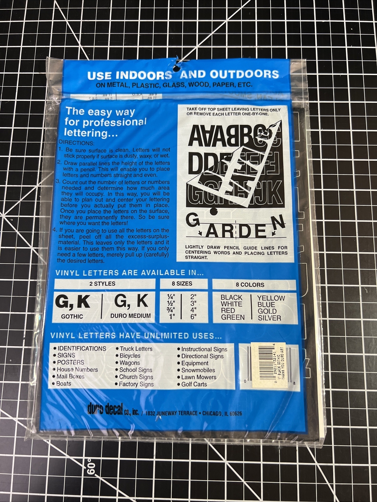 GOTHIC BLACK Adhesive Vinyl Letters & Numbers 1" INDOORS OUTDOORS SEALED