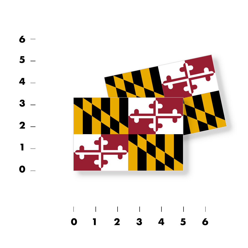 Maryland State Flag – Set of 4 Vinyl Sticker / Adhesive Decals Various Sizes