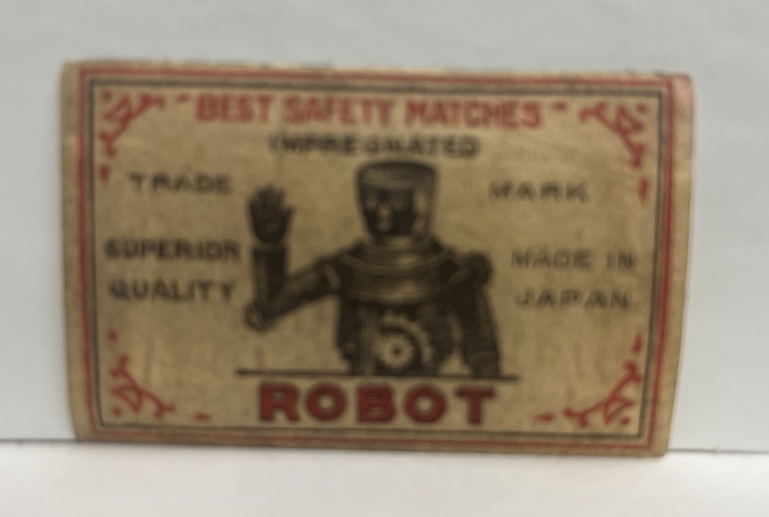 Mini Label 1.5 x 2.5 – Robot Best safety matches. Made in Japan