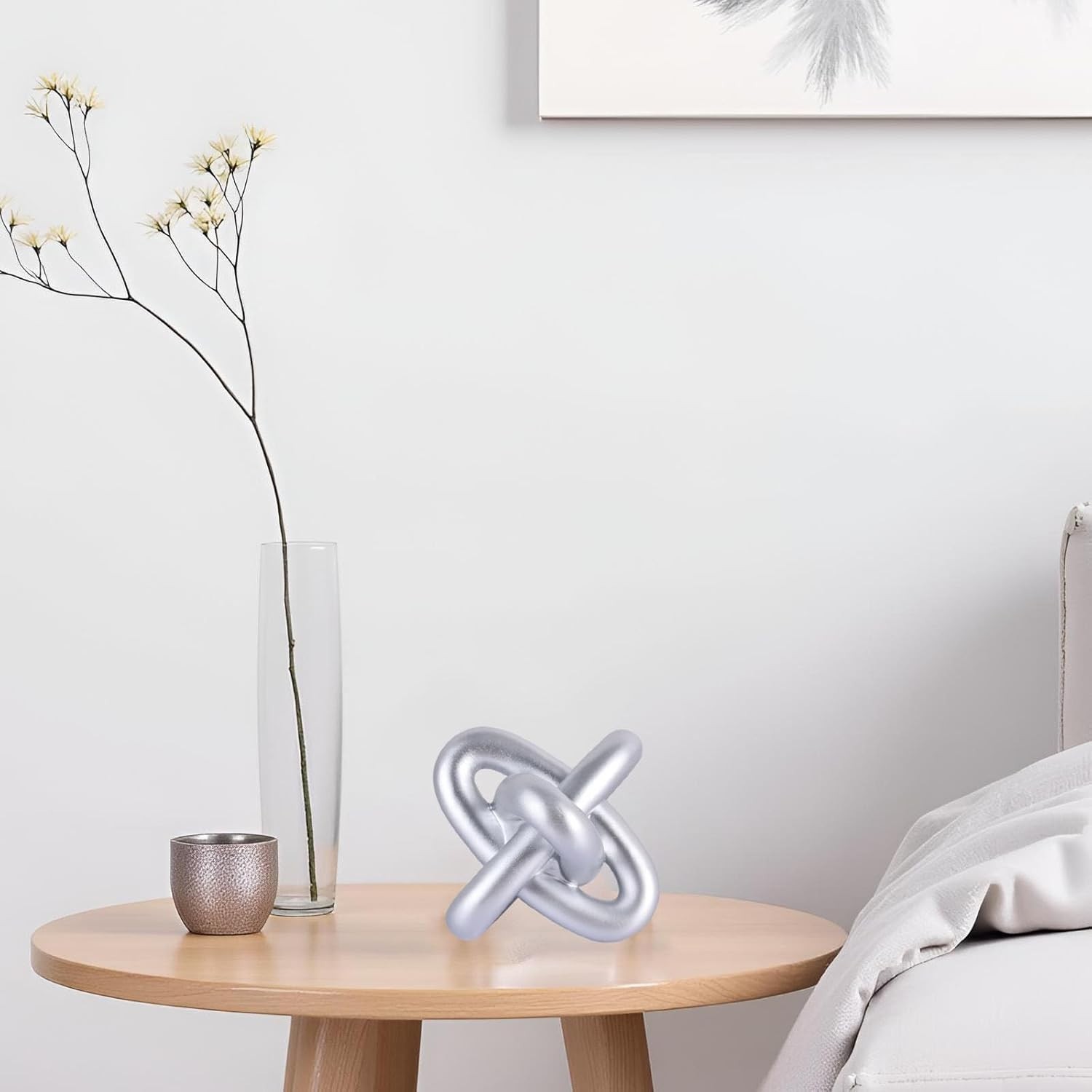 Compact Silver Knot Decor 5.5" – Versatile Abstract Sculpture for Any Room
