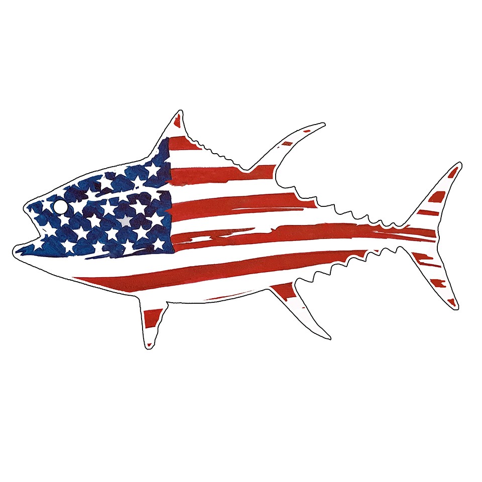 USA American Flag Tuna Printed Vinyl Decal Sticker – Car Truck Cooler Cup
