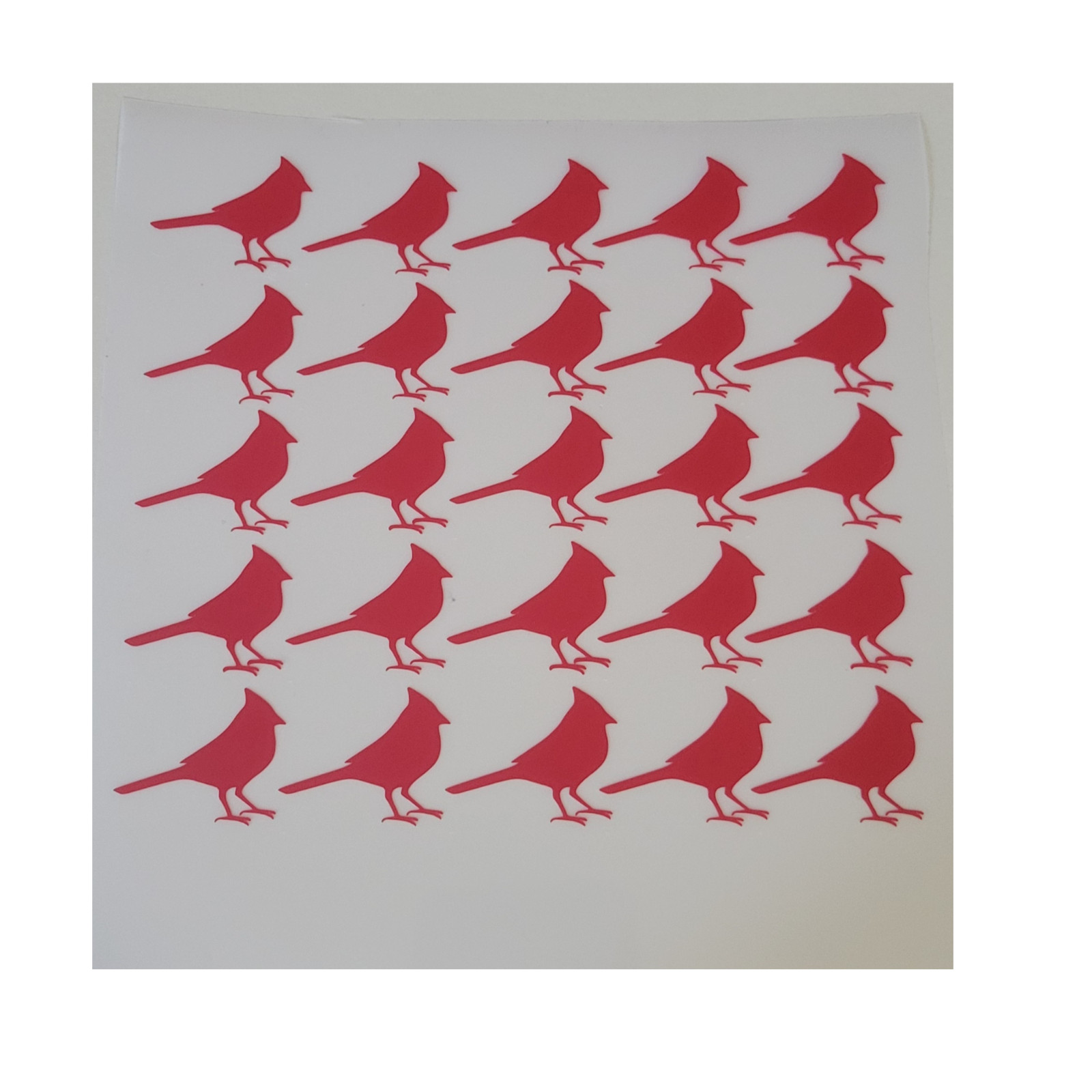 Cardinals Sheet of (25) 1" Tall Each Vinyl Stickers Decal Color Red envelope