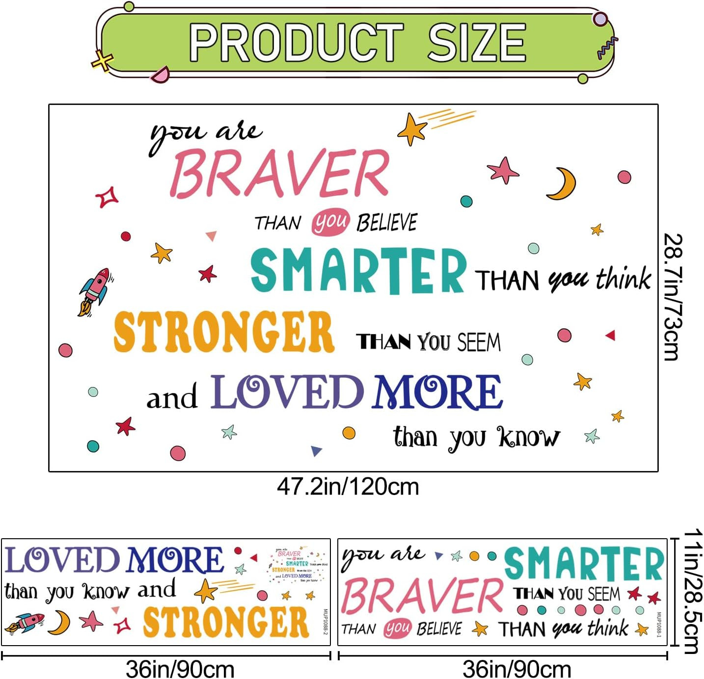 Removable 3D Colorful Quotes Inspirational Words Lettering Wall Decals Motivatio