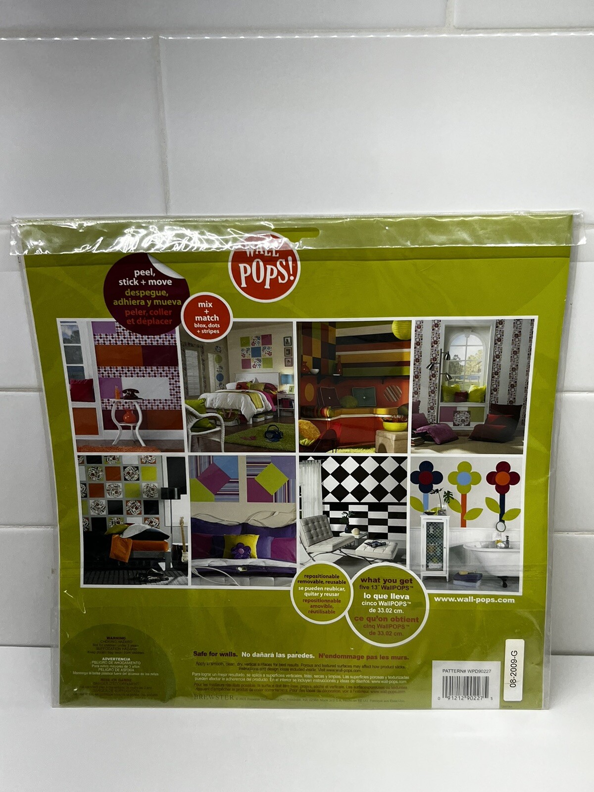 Wall Pops! Removable Wall Art, Large Self-Stick Decals, 5 13" Green Dots – NEW