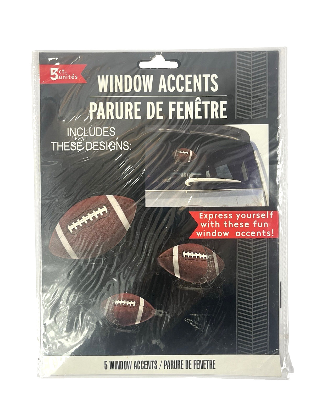 Football Window Clings Accents Set of 5 Sports Decor Peel Stick New