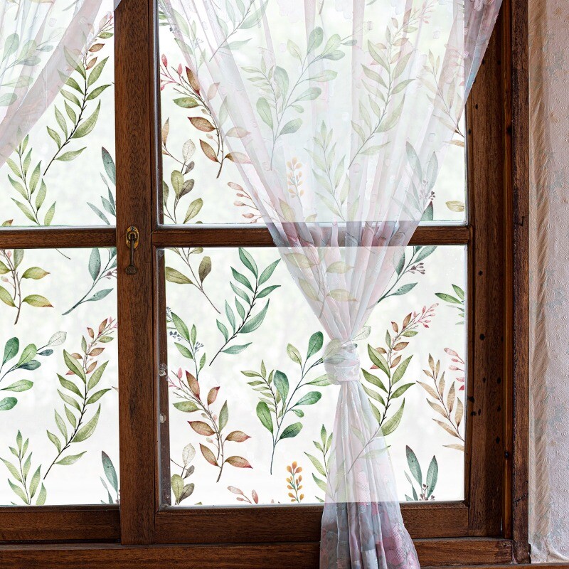 Shading Window Static Sticker Decal Clings Home Decor PVC Leaf Green Country Art