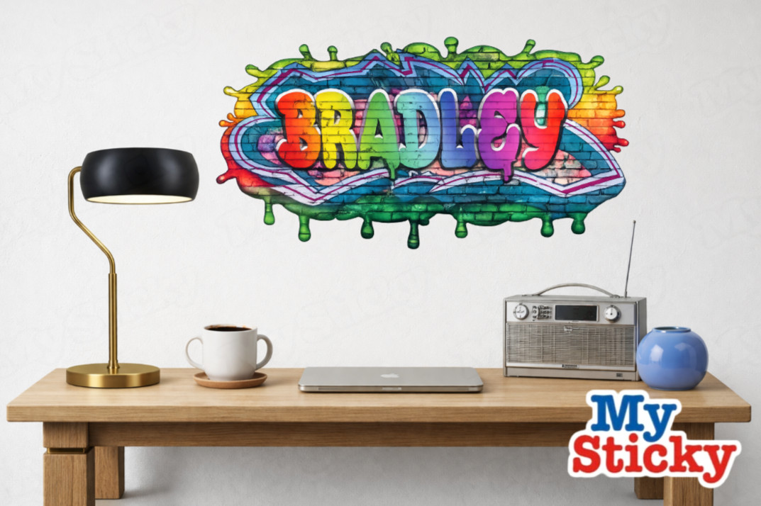 Rainbow Custom Name Drip Graffiti Wall Decor Vinyl Sticker Personalized Decal