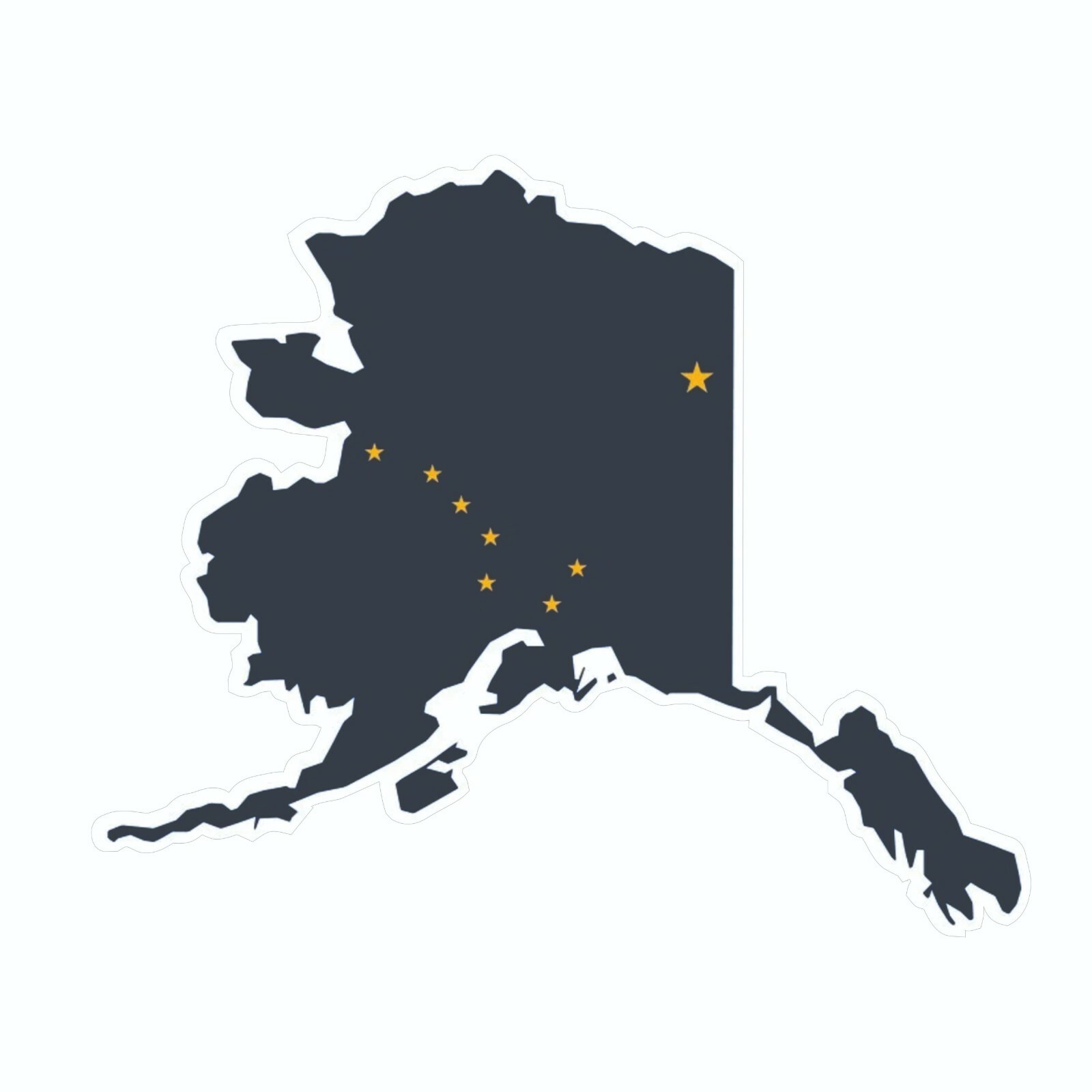 Alaska State Map Outline with Flag Sticker, Decal, Vacation Sticker