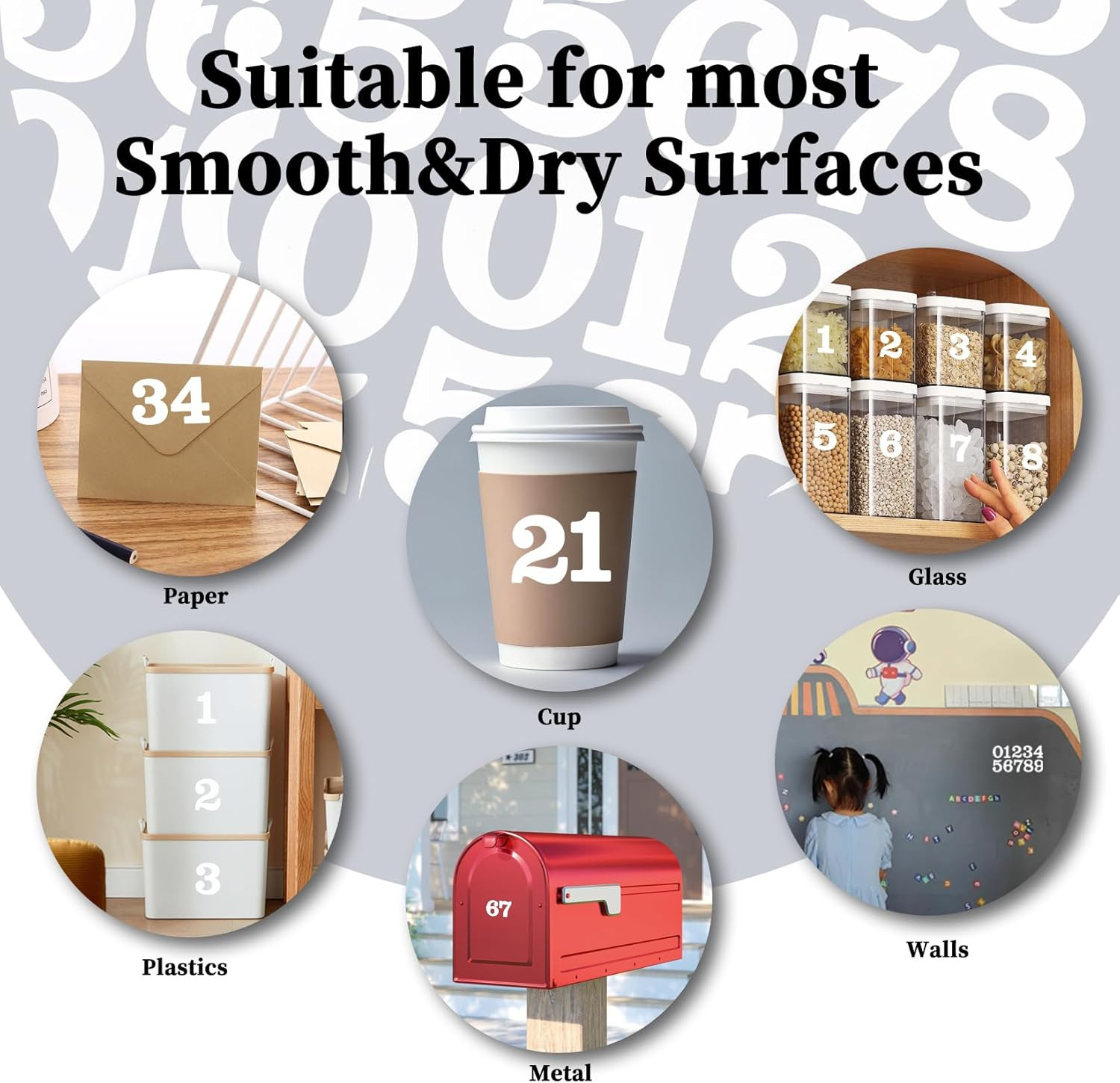 24 Sets 2 Inch 0-9 Self Adhesive Vinyl Number Stickers for File,Lockers,Mailbox,