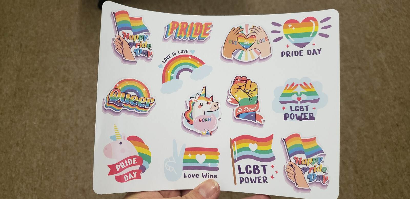 Pride Month Glossy Stickers Set – Full Sheet, Various Sizes