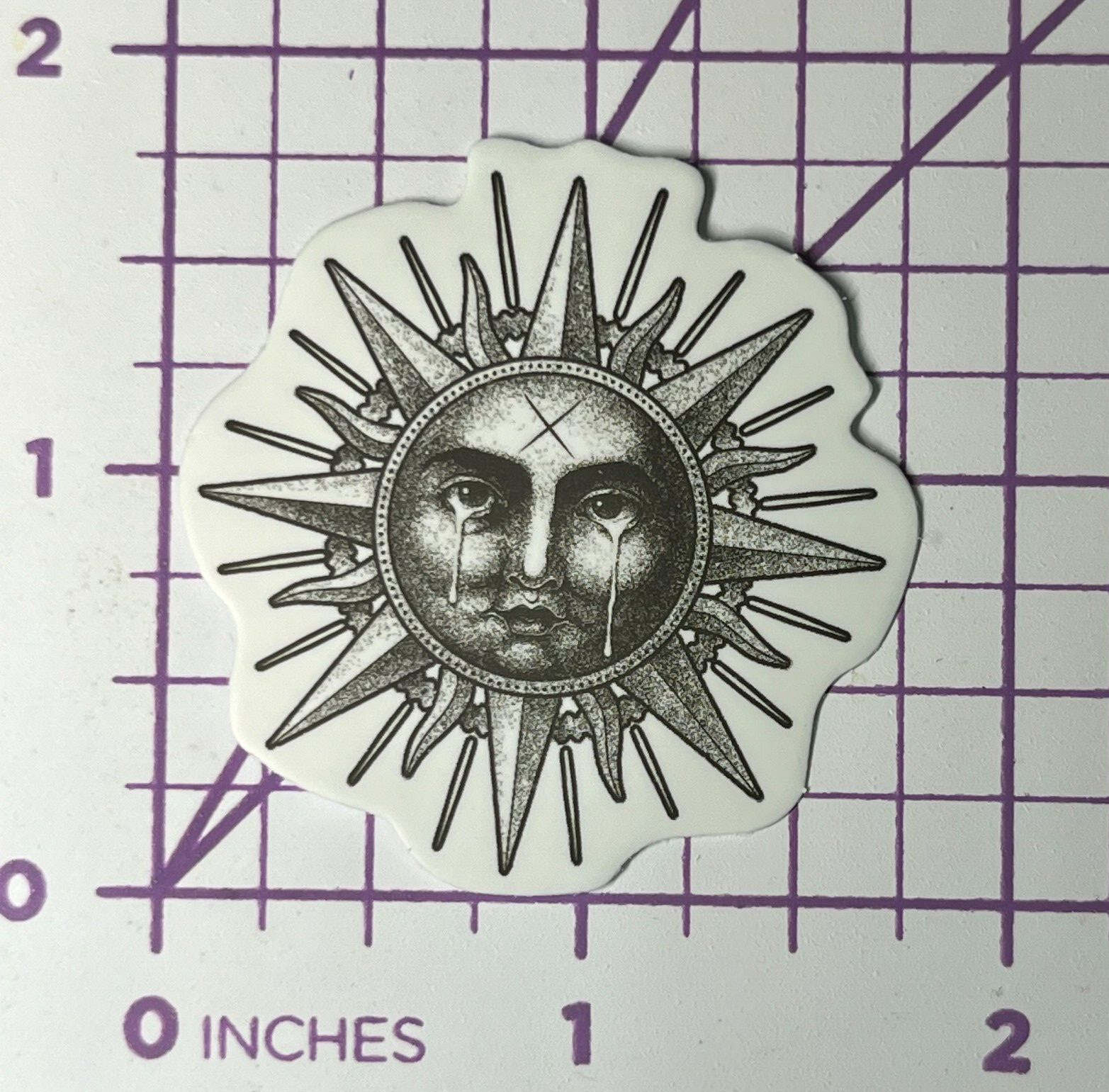 Stone Sun Crying – B + W – Vinyl Sticker Decal Sticker Bomb Pen & Ink Love
