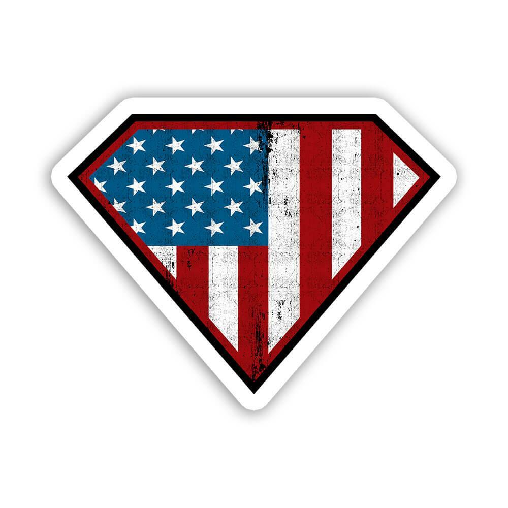 Gift Sticker : American Superman USA Flag United States For Patriot Retro
