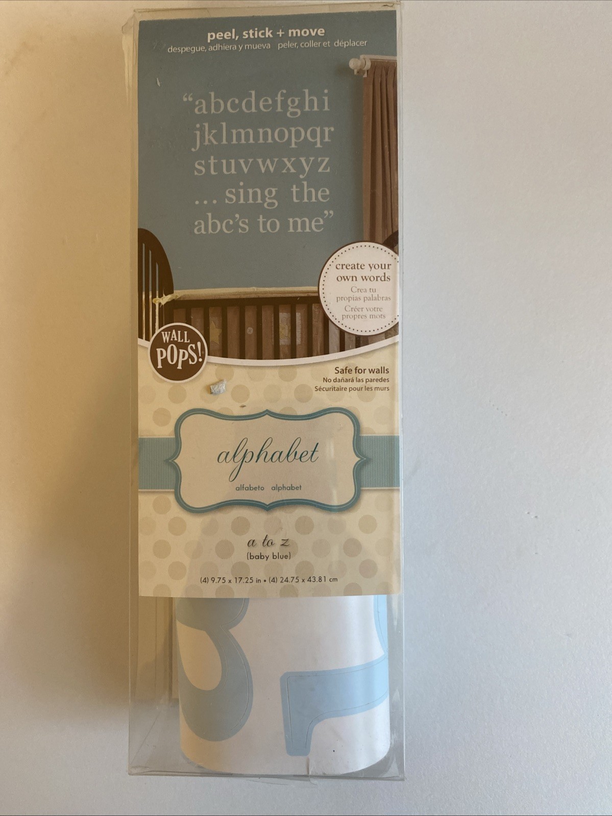WALL POPS Alphabet (A to Z) Peel, Stick & Move Decals; BABY BLUE; Nursery NEW