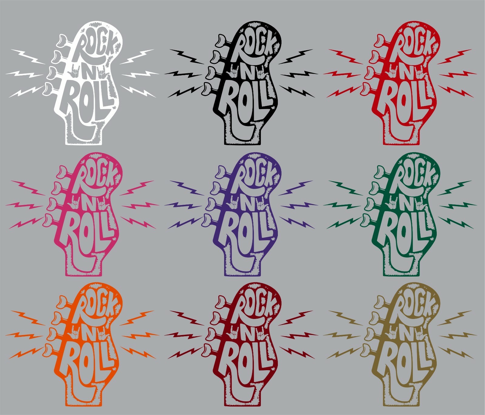 Guitar Head Stock Rock N Roll Fender Gibson Metal Hand Horns Vinyl Decal Sticker
