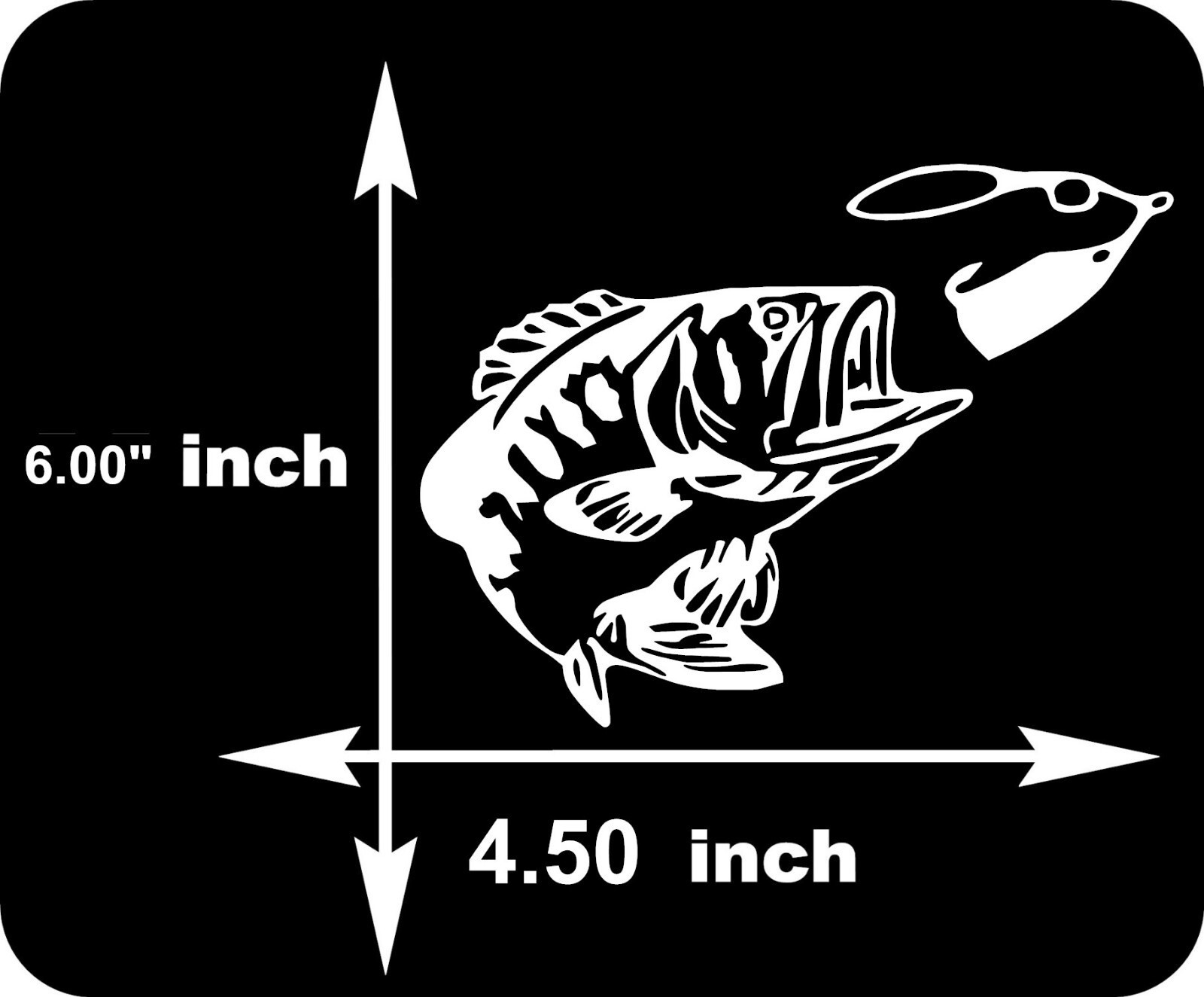 Largemouth Bass with Fishing Lure Vinyl Decal Sticker car truck size 6" x 4.50"