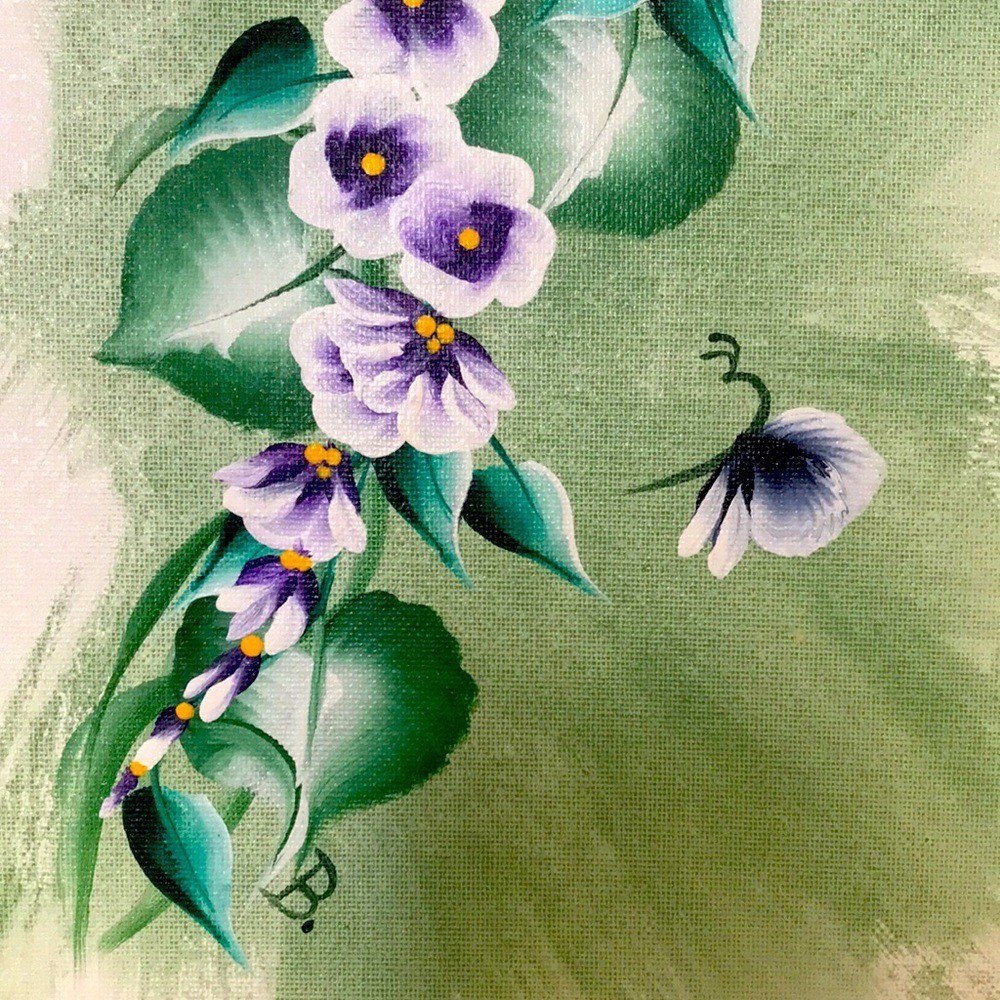 2 Original Signed Flowers & Butterfly Acrylic Paintings on 8×10 Canvas Boards
