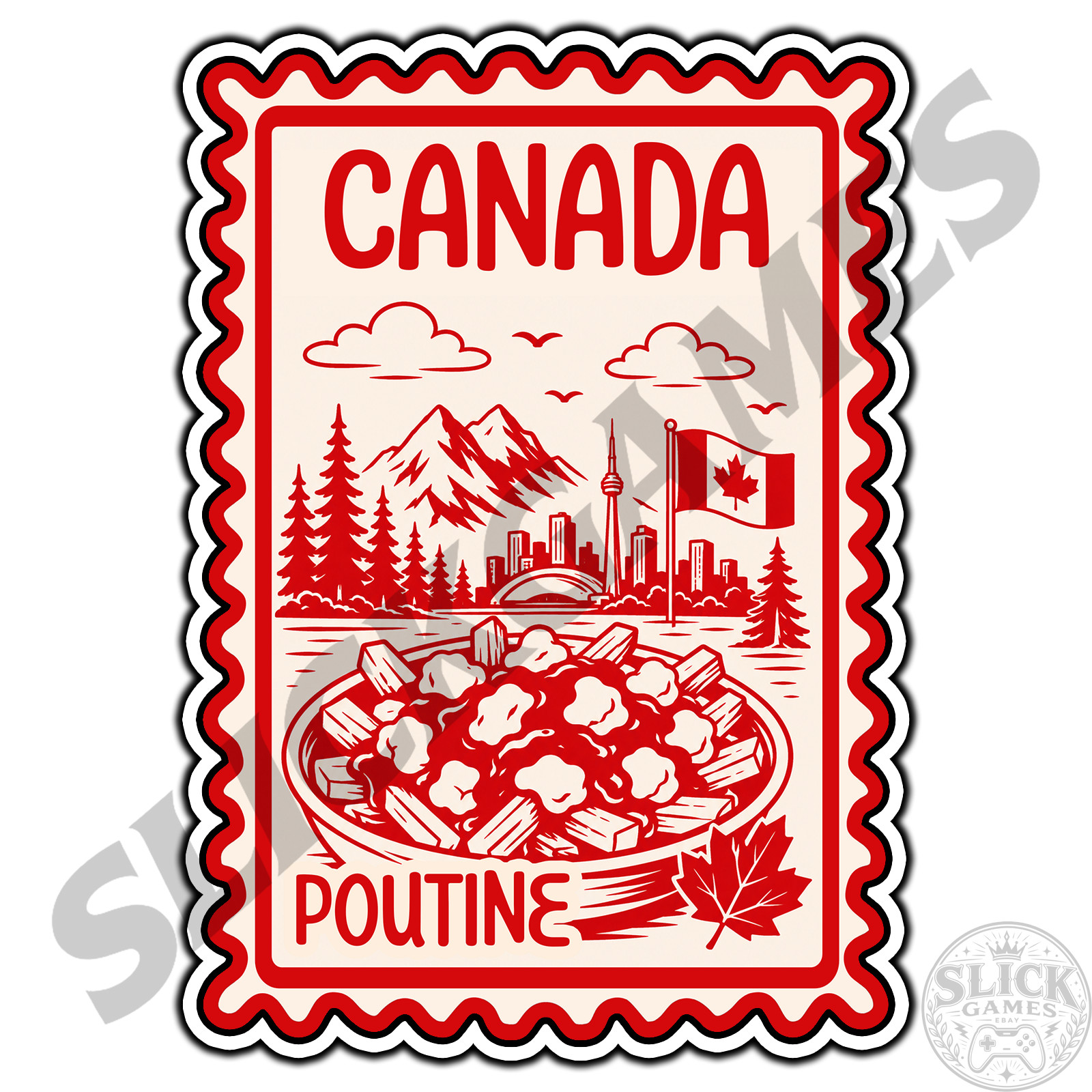 Canada Poutine Travel Postage Stamp Sticker #1 Waterproof Vinyl Decal DieCut
