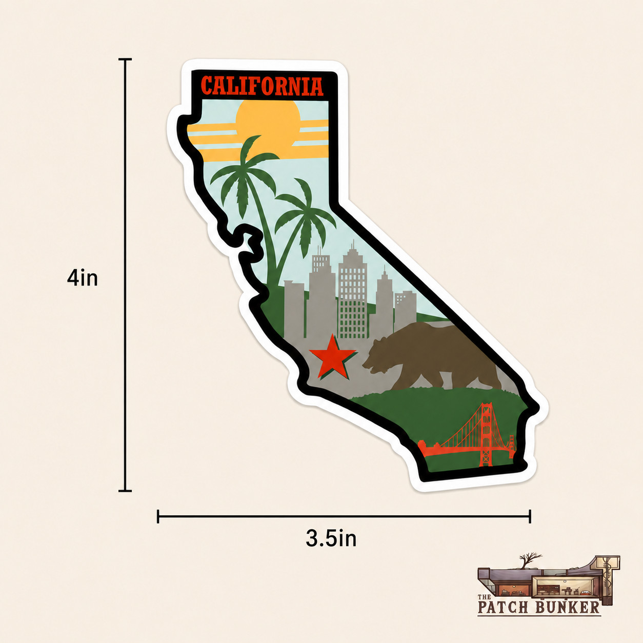 California State Shape Vinyl Sticker 4×3.6 Inch Waterproof Fade Resistant Decal