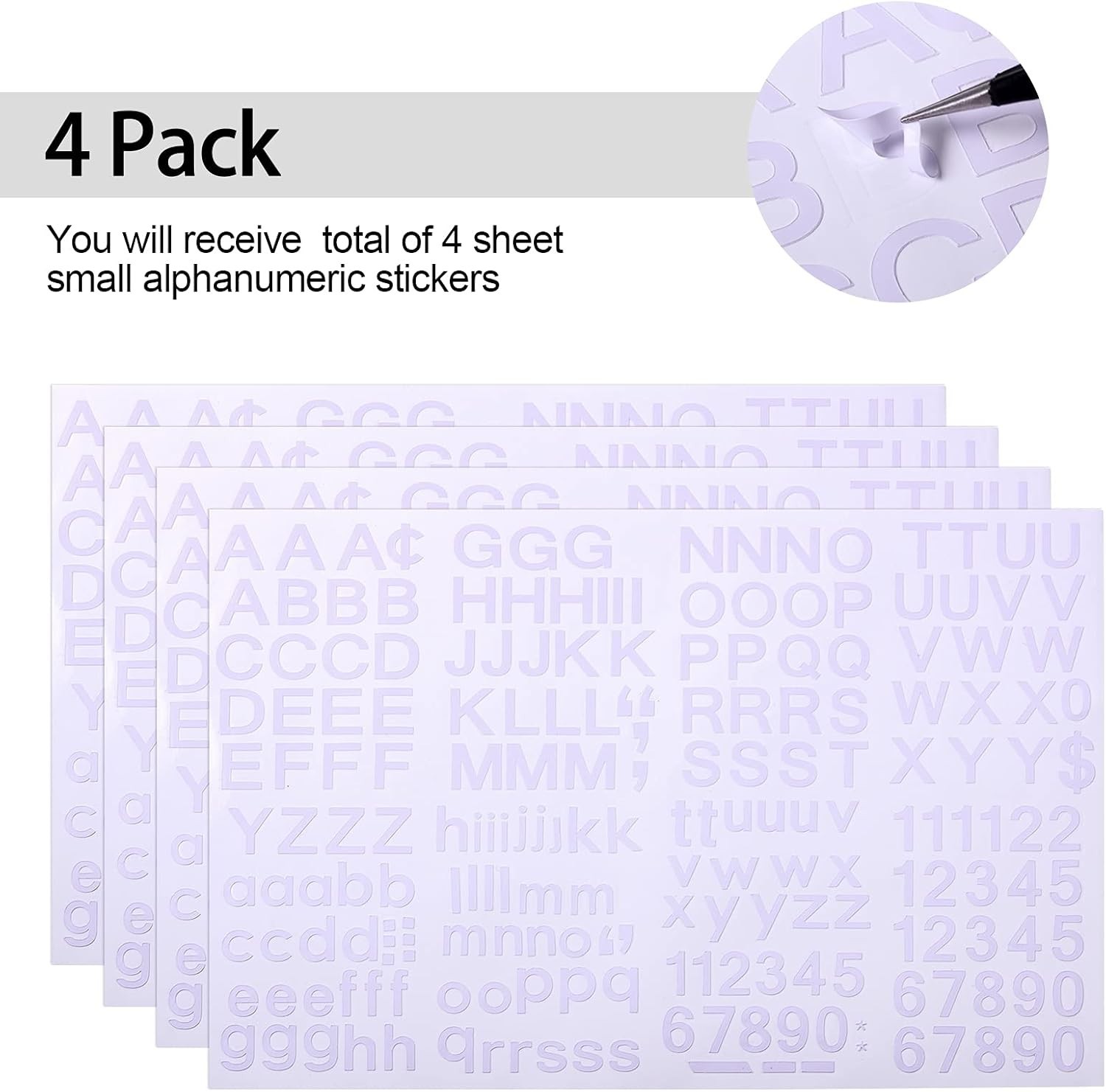 Complete Alphabet and Numeric Vinyl Sticker Set – 1/2 Inch White for All Needs