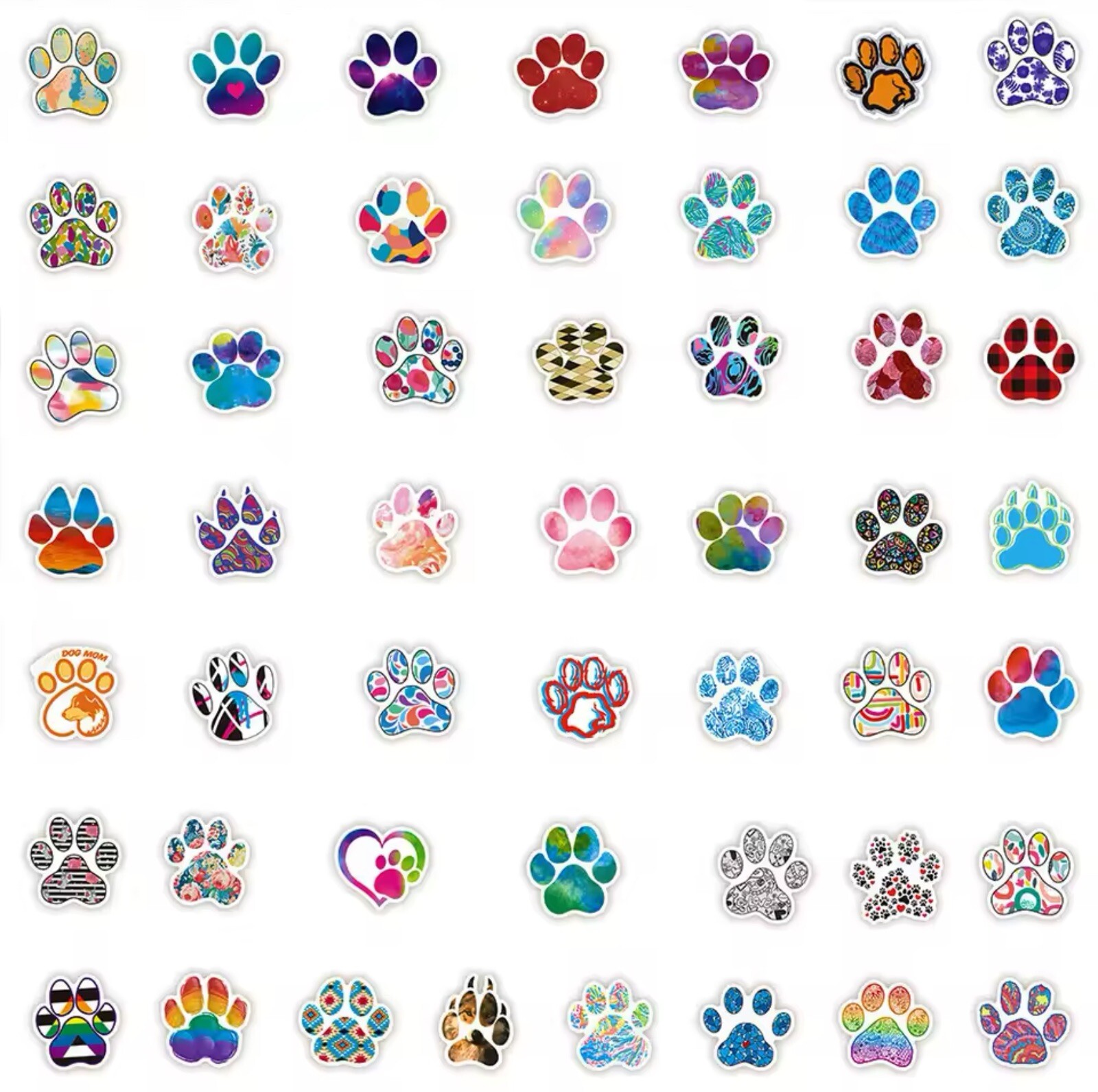 Paw Print Animal Stickers 50pk Multicolored Mixed Random Paw Print Stickers