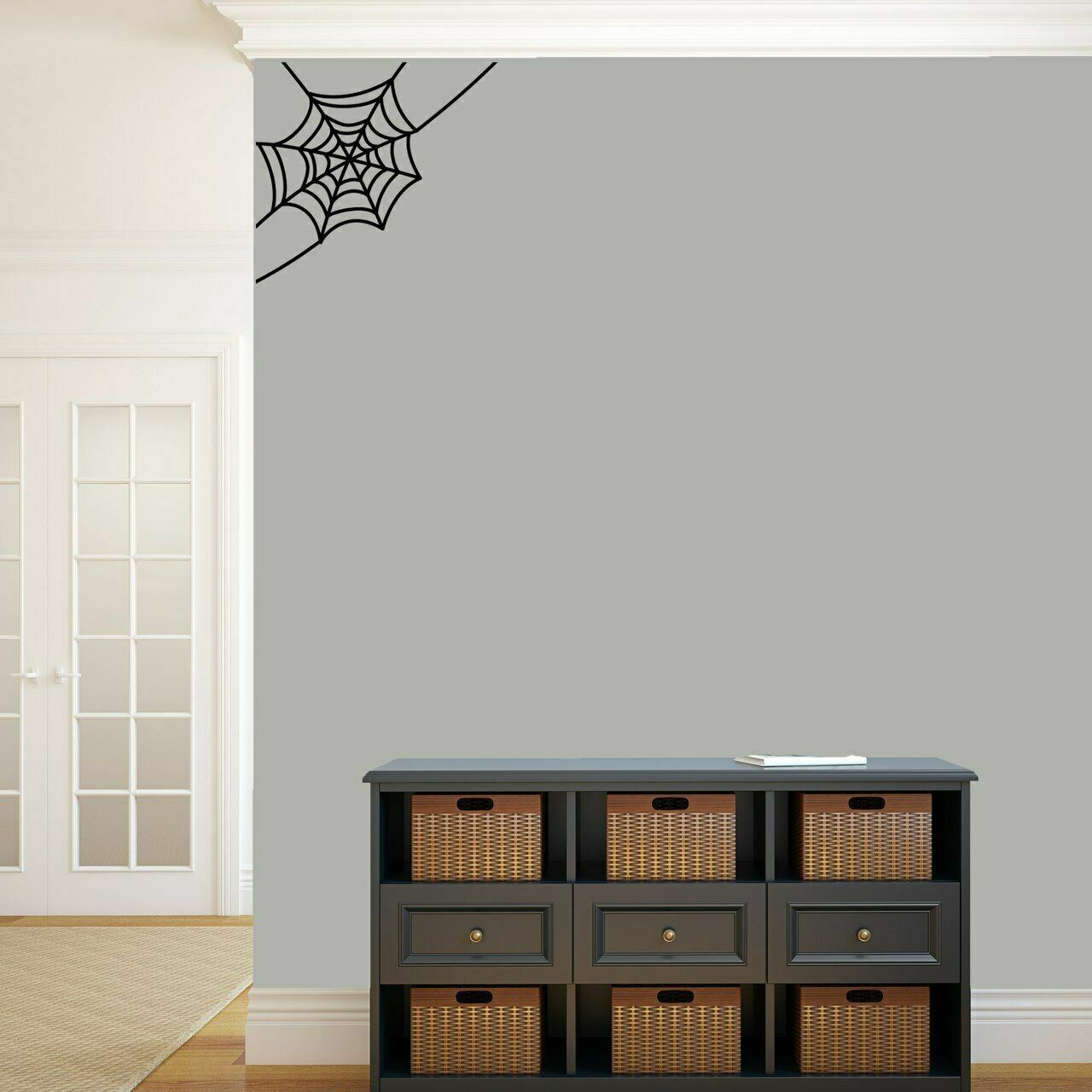 Corner Spider Web Wall Decal – Holiday Spooky Wall Art Accents Decals Stickers