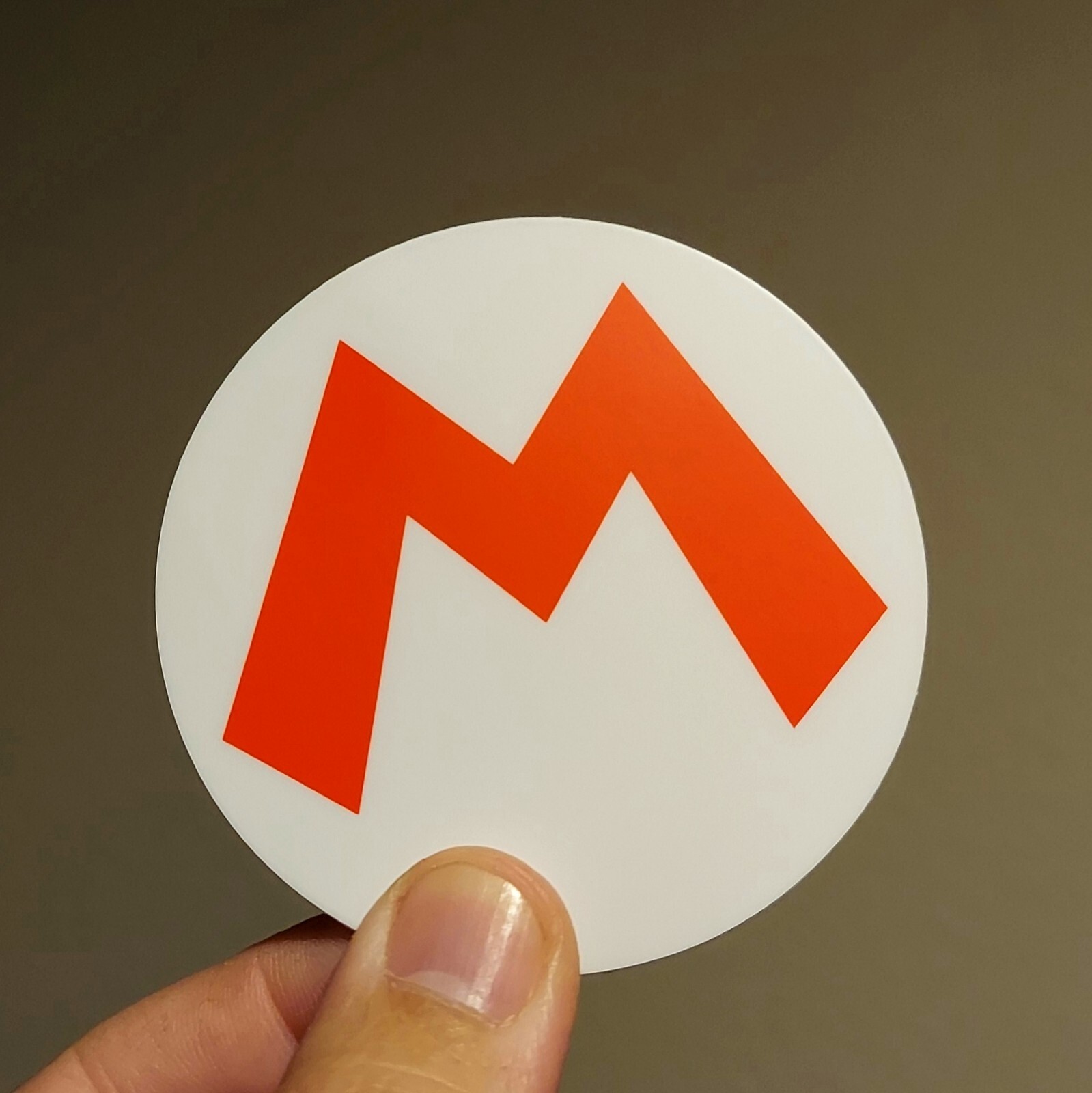 Super Mario Bros "M" Letter Bright Red Logo 3" Round Circle Vinyl Sticker Decal