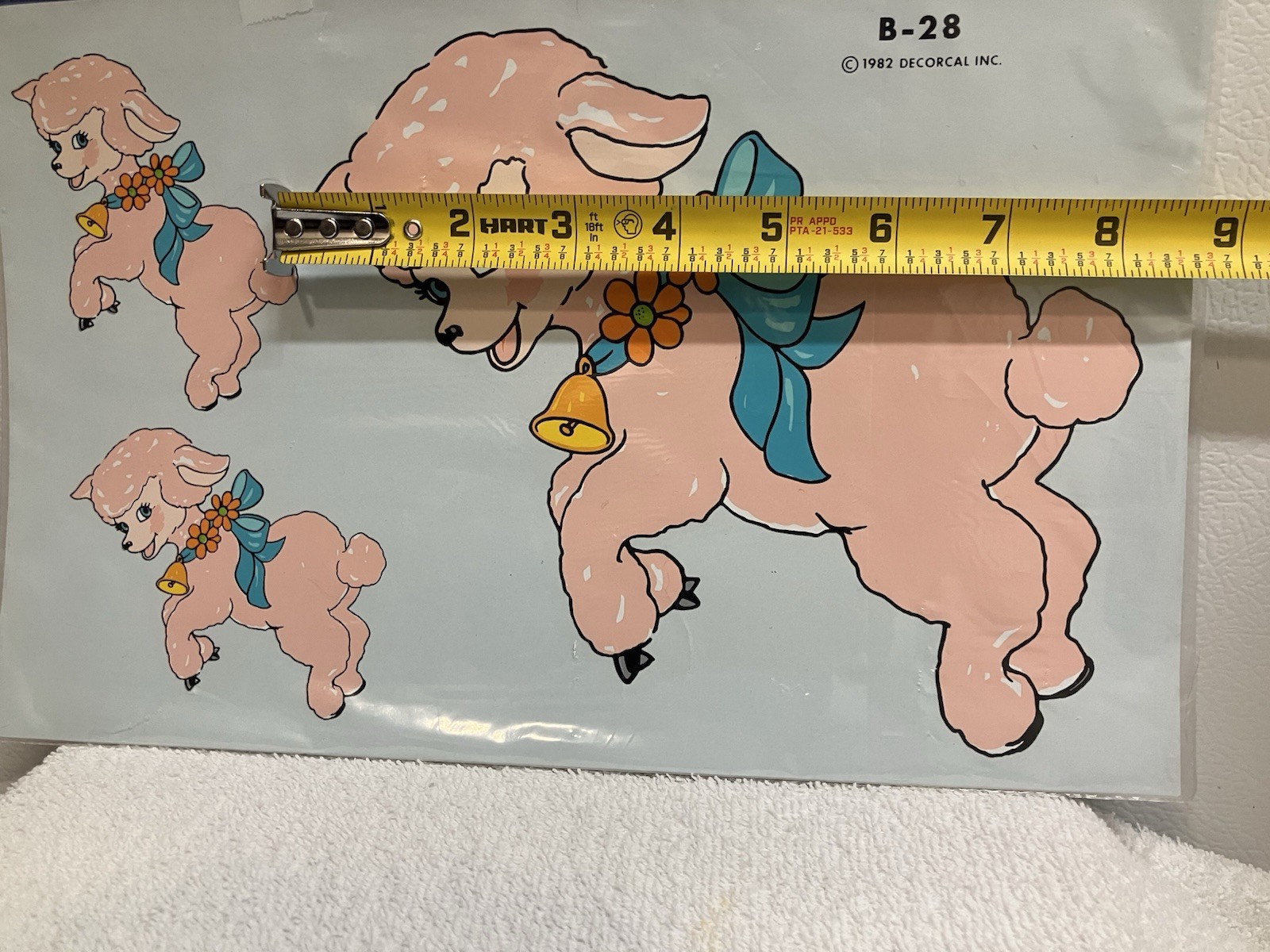 Vintage Handpainted Lamb Decals by Decorcal Pink Baby Girl Retro Decoupage B-28