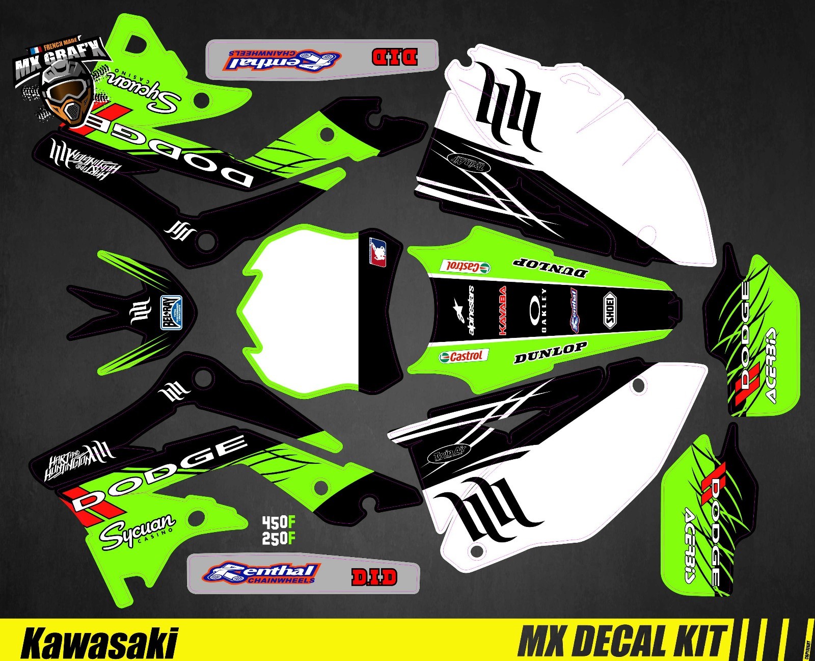 MX Decal Kit For Kawasaki KXF – Dodge