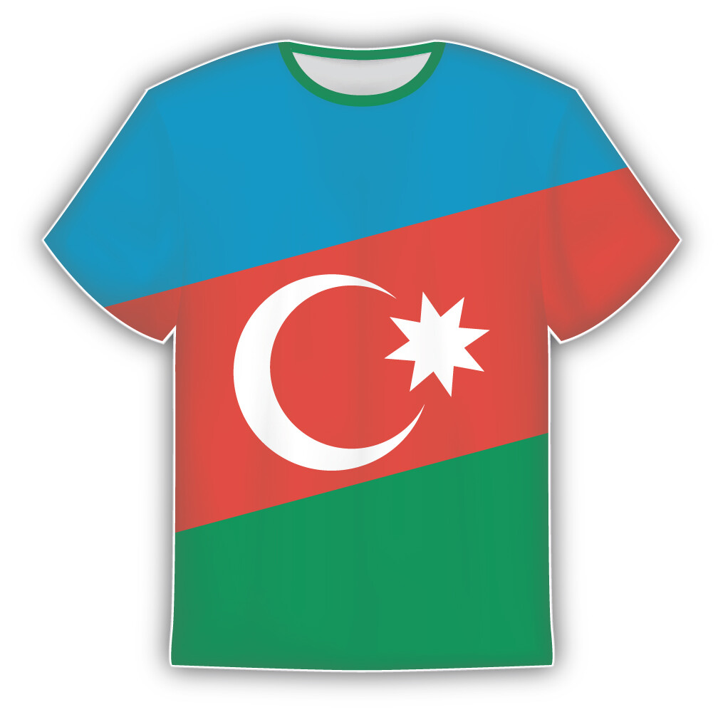 Azerbaijan Flag Sticker In The Form Of T Shirt Vinyl Sticker Decal