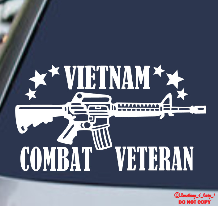 VIETNAM COMBAT VETERAN M16 RIFLE Vinyl Decal Sticker Car Rear Window Bumper WAR