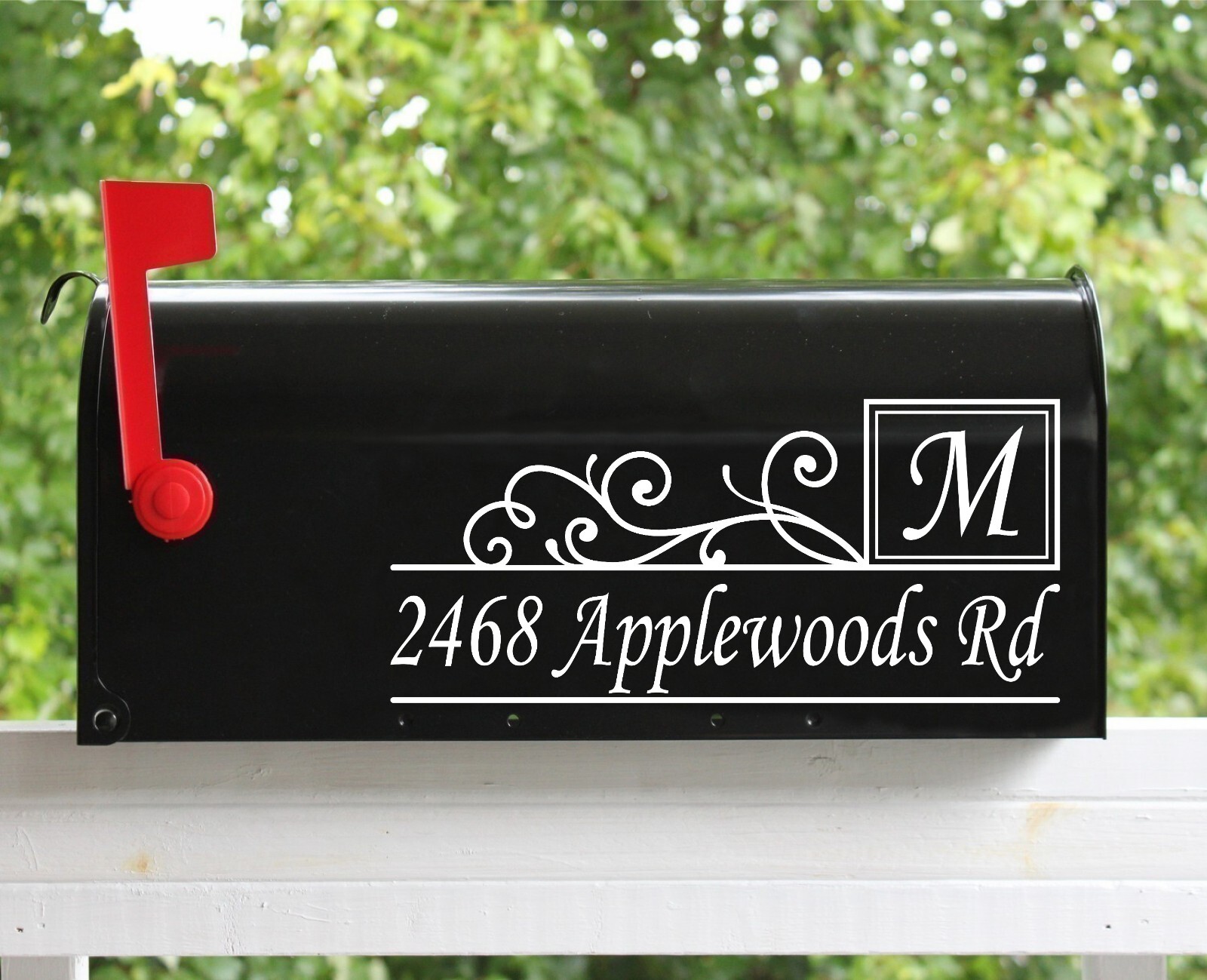 Set of 2 – 11"x5" Custom Mailbox Decals Sticker Initial & Street Many Fonts #04