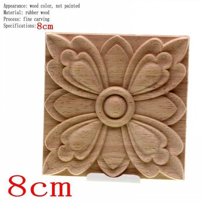 Unpainted Wood Color Decal Applique Furniture Square Home Decoration Accessories