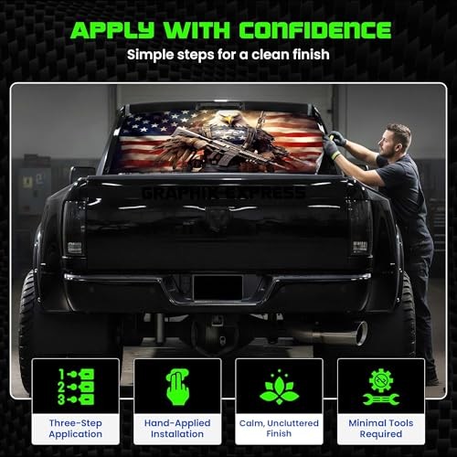 Truck Back Window Graphics – Bald Eagle American Flag Decal (P546) – USA Flag