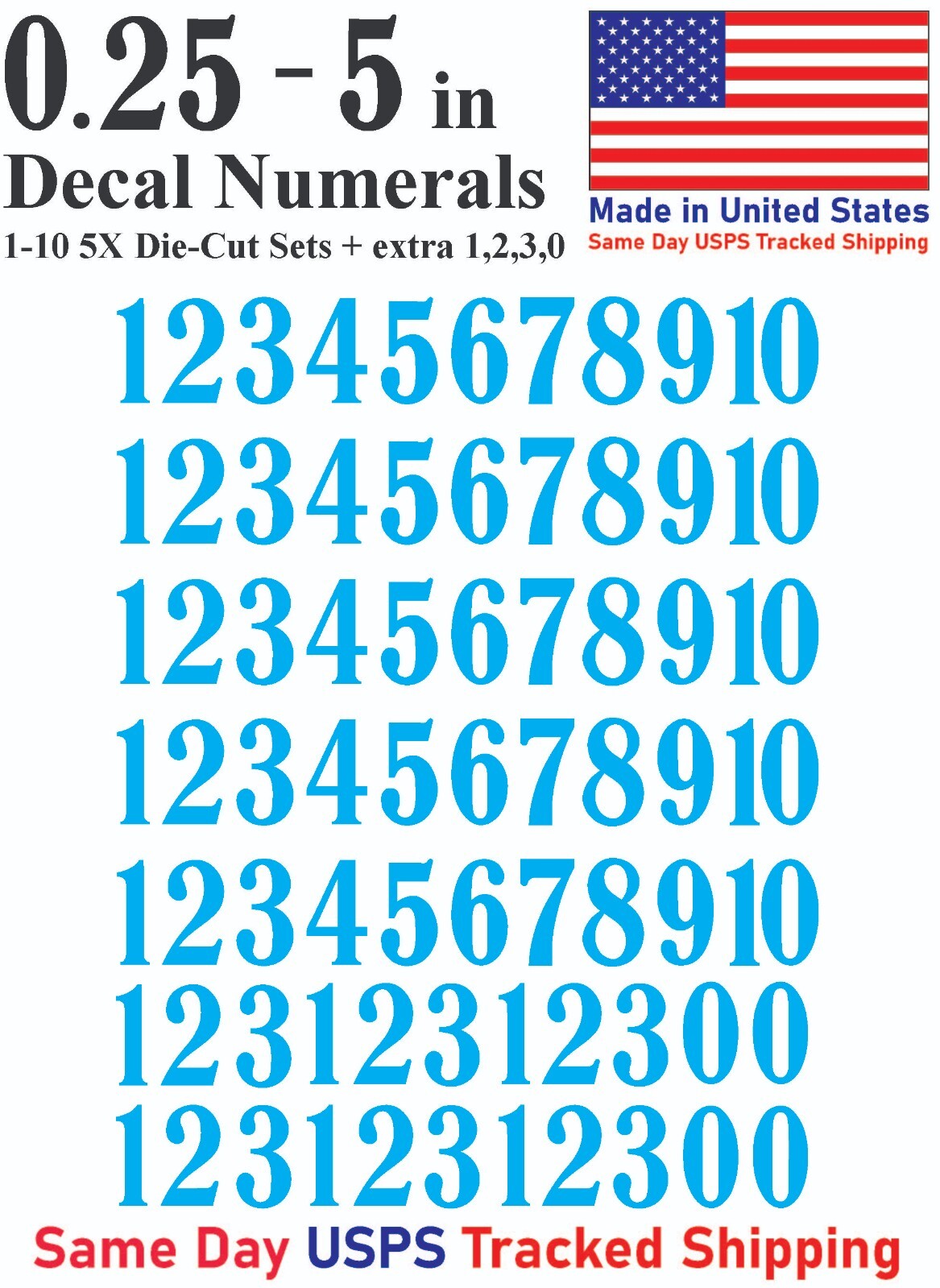 1-10 5x+ School Book Outdoor Vinyl Decal Numbers for Mailbox Door Address Locker