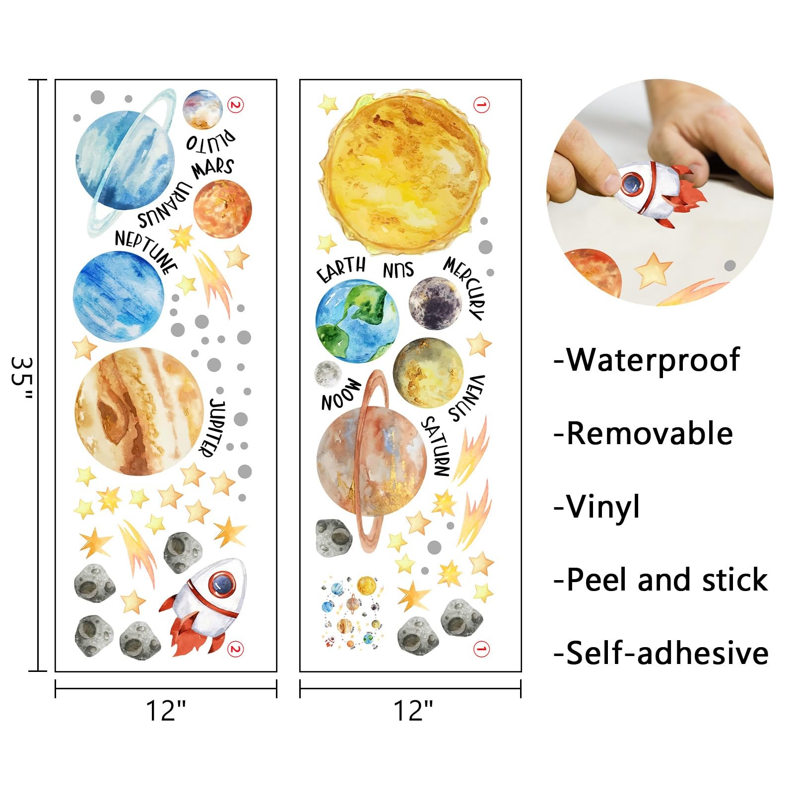 Mfault Watercolor Space Galaxy Wall Decals